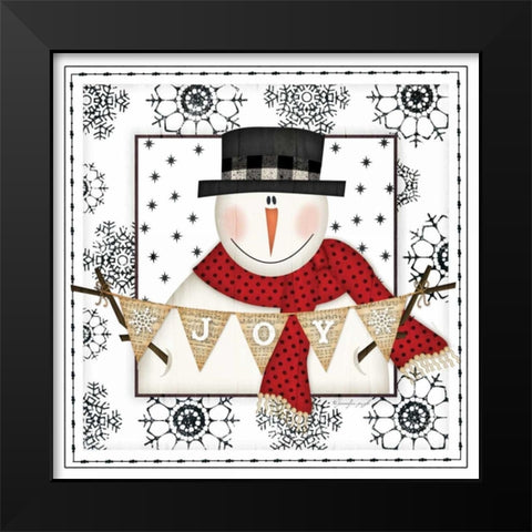 Snowman Snowflake IV Black Modern Wood Framed Art Print by Pugh, Jennifer