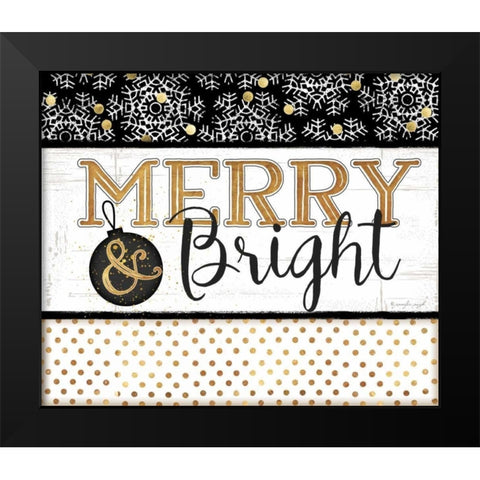 Merry and Bright Black Modern Wood Framed Art Print by Pugh, Jennifer