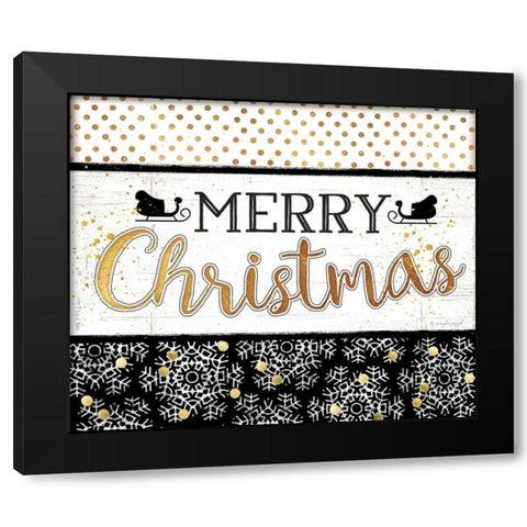 Merry Christmas Black Modern Wood Framed Art Print with Double Matting by Pugh, Jennifer