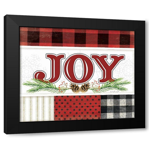 Joy Plaid Black Modern Wood Framed Art Print by Pugh, Jennifer