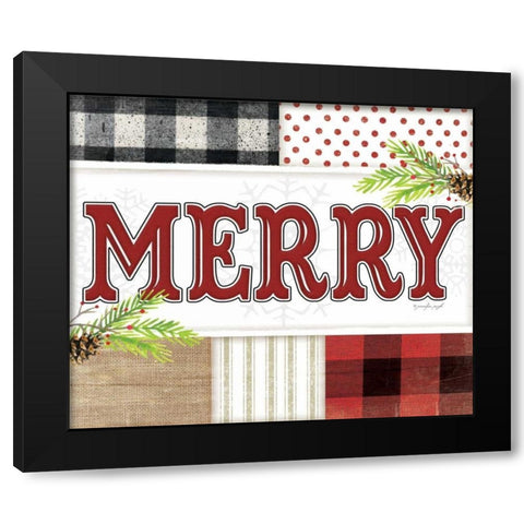 Merry Plaid Black Modern Wood Framed Art Print with Double Matting by Pugh, Jennifer