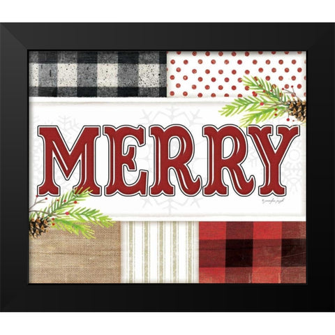 Merry Plaid Black Modern Wood Framed Art Print by Pugh, Jennifer