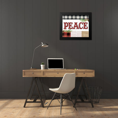 Peace Plaid Black Modern Wood Framed Art Print by Pugh, Jennifer