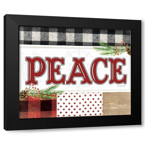 Peace Plaid Black Modern Wood Framed Art Print with Double Matting by Pugh, Jennifer