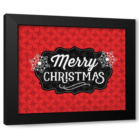 Merry Christmas Black Modern Wood Framed Art Print by Pugh, Jennifer