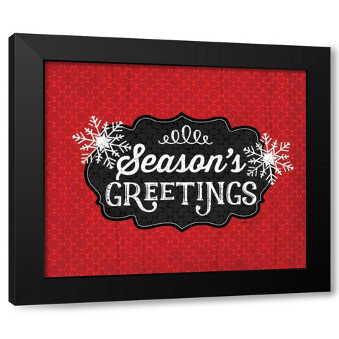 Seasons Greetings Black Modern Wood Framed Art Print with Double Matting by Pugh, Jennifer