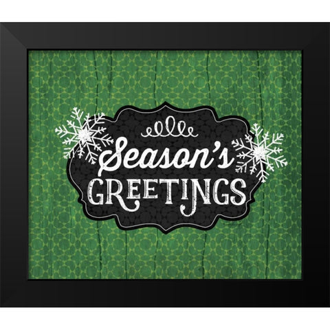 Seasons Greetings - Green Black Modern Wood Framed Art Print by Pugh, Jennifer