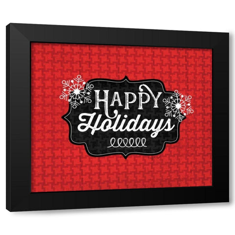 Happy Holidays Black Modern Wood Framed Art Print with Double Matting by Pugh, Jennifer