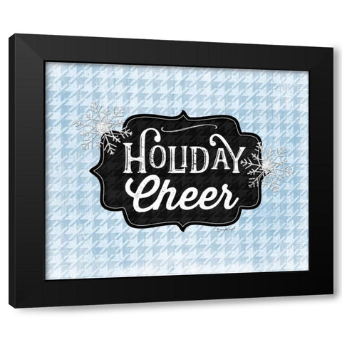 Holiday Cheer - Blue Black Modern Wood Framed Art Print with Double Matting by Pugh, Jennifer