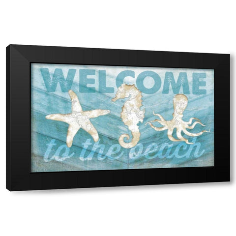 Coastal Welcome Black Modern Wood Framed Art Print with Double Matting by Pugh, Jennifer