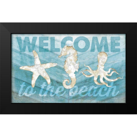 Coastal Welcome Black Modern Wood Framed Art Print by Pugh, Jennifer