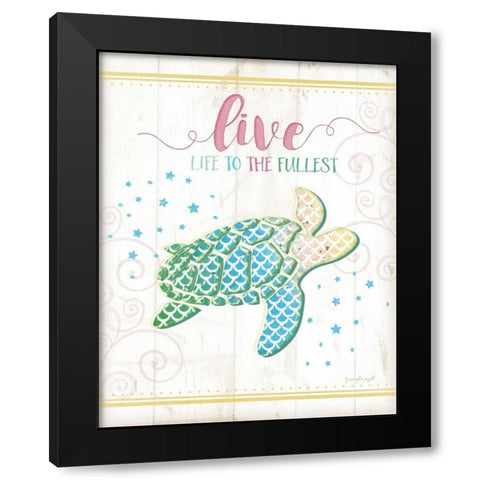 Sea Turtle Black Modern Wood Framed Art Print with Double Matting by Pugh, Jennifer