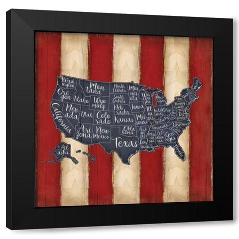 United States Black Modern Wood Framed Art Print with Double Matting by Pugh, Jennifer