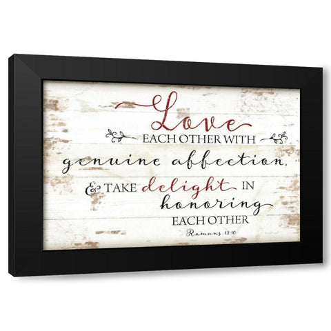 Romans 12:10 Black Modern Wood Framed Art Print with Double Matting by Pugh, Jennifer