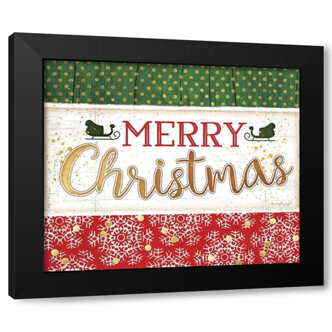 Merry Christmas Black Modern Wood Framed Art Print with Double Matting by Pugh, Jennifer