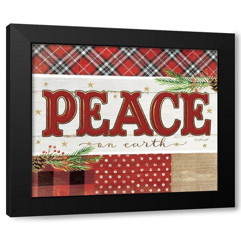 Peace Plaid Black Modern Wood Framed Art Print with Double Matting by Pugh, Jennifer