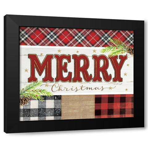 Merry Plaid Black Modern Wood Framed Art Print by Pugh, Jennifer