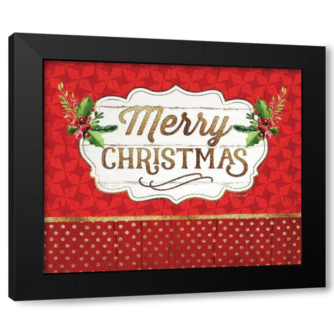 Merry Christmas Black Modern Wood Framed Art Print with Double Matting by Pugh, Jennifer