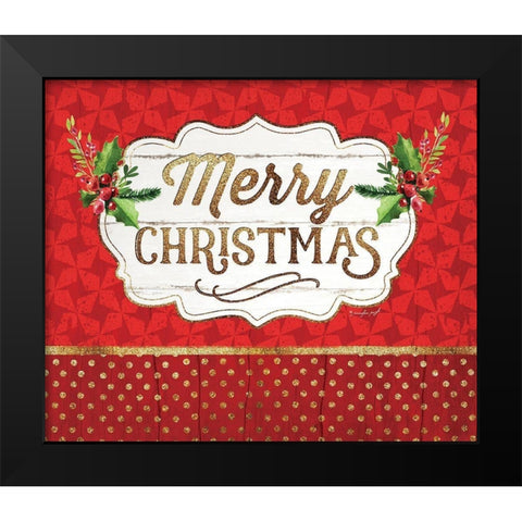 Merry Christmas Black Modern Wood Framed Art Print by Pugh, Jennifer