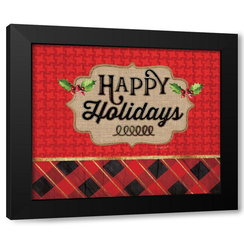 Happy Holidays Black Modern Wood Framed Art Print with Double Matting by Pugh, Jennifer