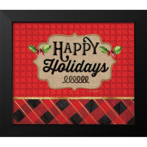 Happy Holidays Black Modern Wood Framed Art Print by Pugh, Jennifer