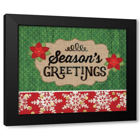 Seasons Greetings Black Modern Wood Framed Art Print with Double Matting by Pugh, Jennifer