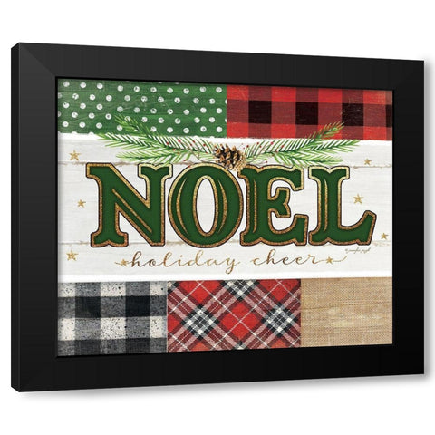 Noel Plaid Black Modern Wood Framed Art Print with Double Matting by Pugh, Jennifer