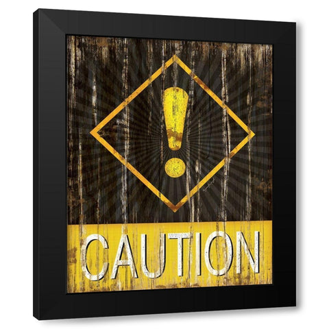 Caution Black Modern Wood Framed Art Print with Double Matting by Pugh, Jennifer