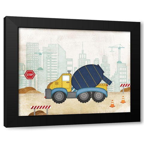 Cement Truck Black Modern Wood Framed Art Print with Double Matting by Pugh, Jennifer