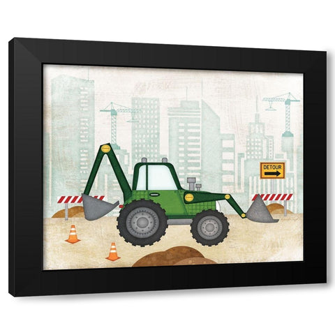 Backhoe Black Modern Wood Framed Art Print by Pugh, Jennifer