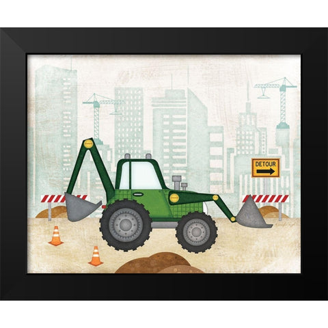 Backhoe Black Modern Wood Framed Art Print by Pugh, Jennifer