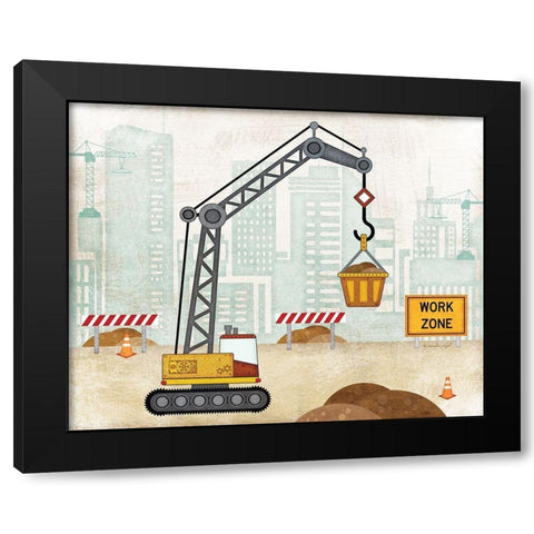 Crane Black Modern Wood Framed Art Print with Double Matting by Pugh, Jennifer