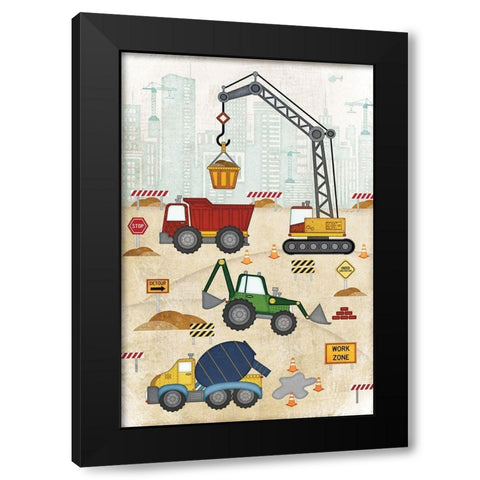 Construction Site Black Modern Wood Framed Art Print with Double Matting by Pugh, Jennifer