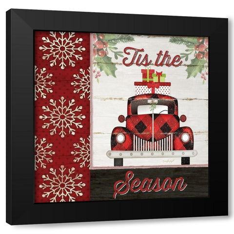 Tis the Season Truck Black Modern Wood Framed Art Print with Double Matting by Pugh, Jennifer