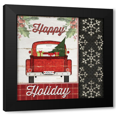 Happy Holiday Black Modern Wood Framed Art Print with Double Matting by Pugh, Jennifer