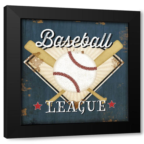 Baseball Black Modern Wood Framed Art Print with Double Matting by Pugh, Jennifer