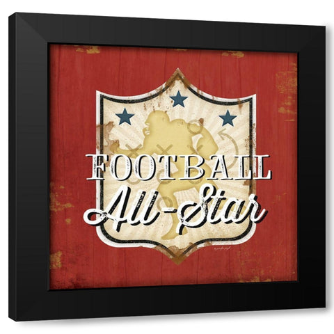 Football III Black Modern Wood Framed Art Print with Double Matting by Pugh, Jennifer