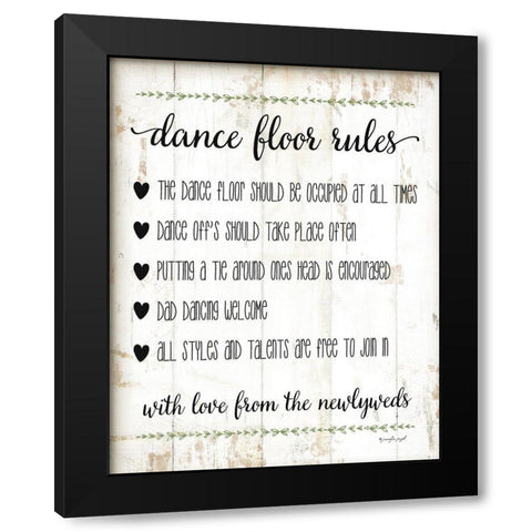 Dance Floor Rules Black Modern Wood Framed Art Print with Double Matting by Pugh, Jennifer