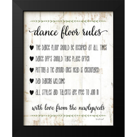 Dance Floor Rules Black Modern Wood Framed Art Print by Pugh, Jennifer