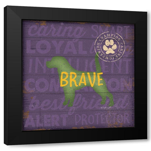 Brave Dog Black Modern Wood Framed Art Print with Double Matting by Pugh, Jennifer