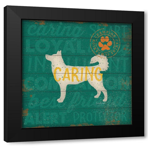 Caring Dog Black Modern Wood Framed Art Print with Double Matting by Pugh, Jennifer