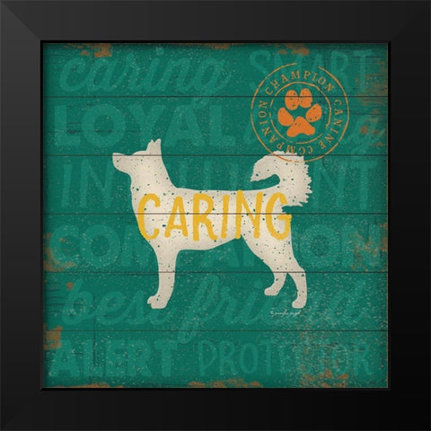 Caring Dog Black Modern Wood Framed Art Print by Pugh, Jennifer