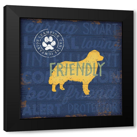 Friendly Dog Black Modern Wood Framed Art Print with Double Matting by Pugh, Jennifer