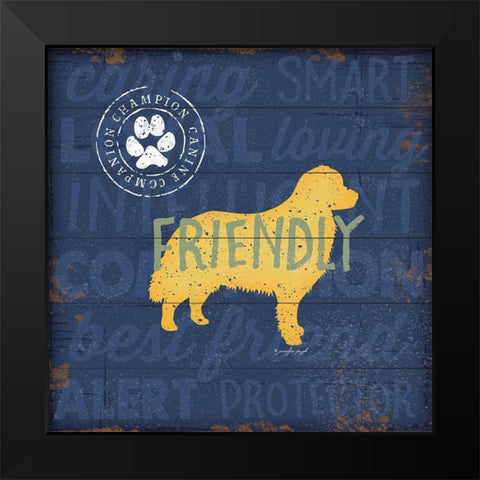 Friendly Dog Black Modern Wood Framed Art Print by Pugh, Jennifer