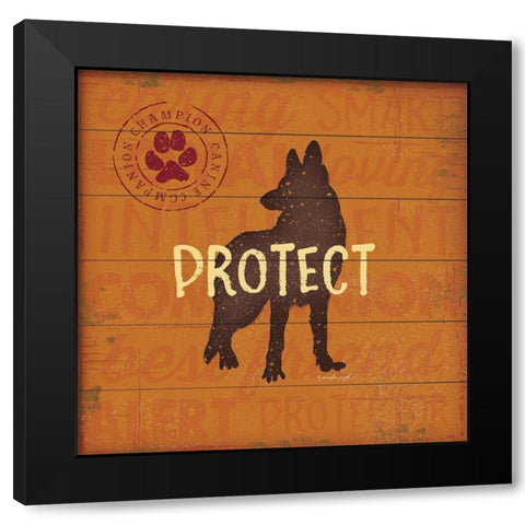 Protect Dog Black Modern Wood Framed Art Print with Double Matting by Pugh, Jennifer