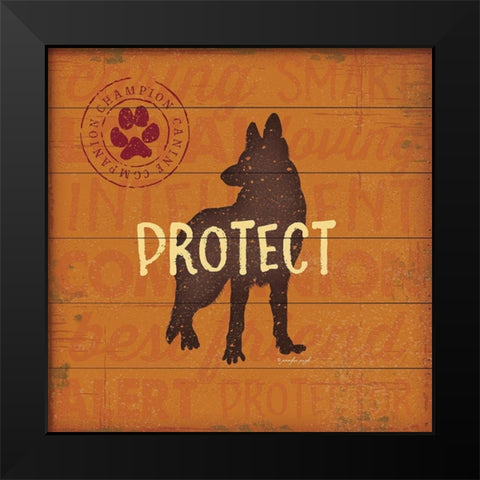 Protect Dog Black Modern Wood Framed Art Print by Pugh, Jennifer