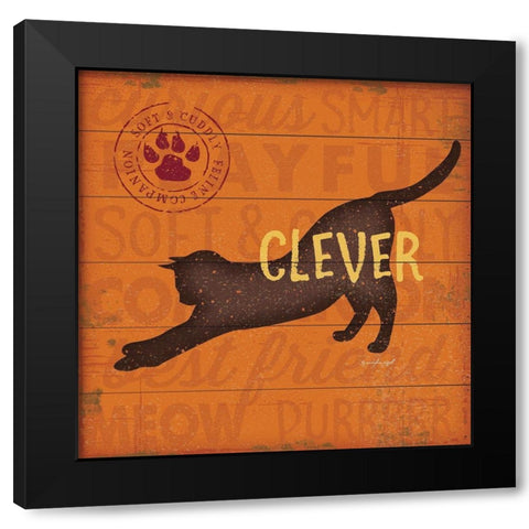Clever Cat Black Modern Wood Framed Art Print with Double Matting by Pugh, Jennifer
