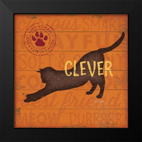 Clever Cat Black Modern Wood Framed Art Print by Pugh, Jennifer