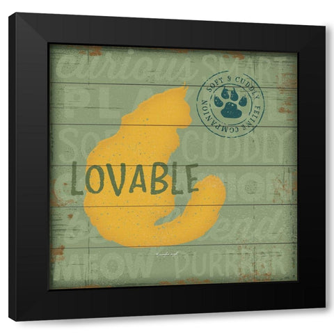 Loveable Cat Black Modern Wood Framed Art Print by Pugh, Jennifer