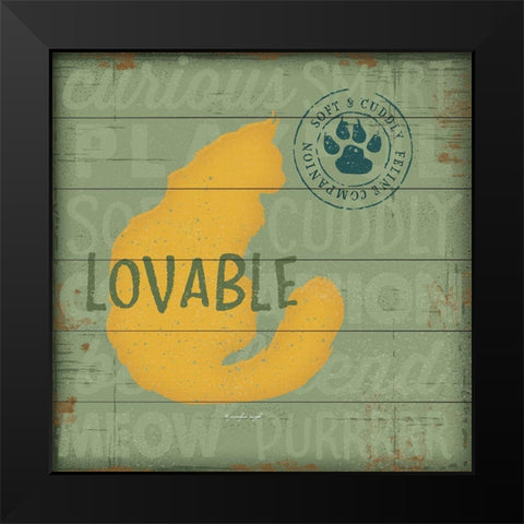 Loveable Cat Black Modern Wood Framed Art Print by Pugh, Jennifer